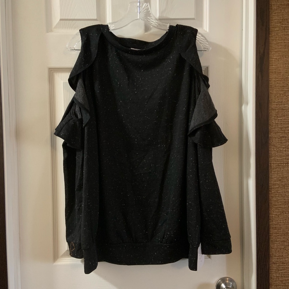 Isabel Maternity Cold Shoulder Ruffle Sweatshirt - Picture 2 of 8